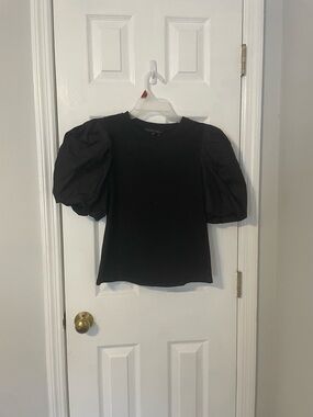 Black English Factory Puff Sleeve Top
